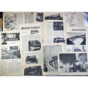 Ephemera 22+ Cut Out Pages pictures articles from Railroad Magazine Oct '54 Vtg